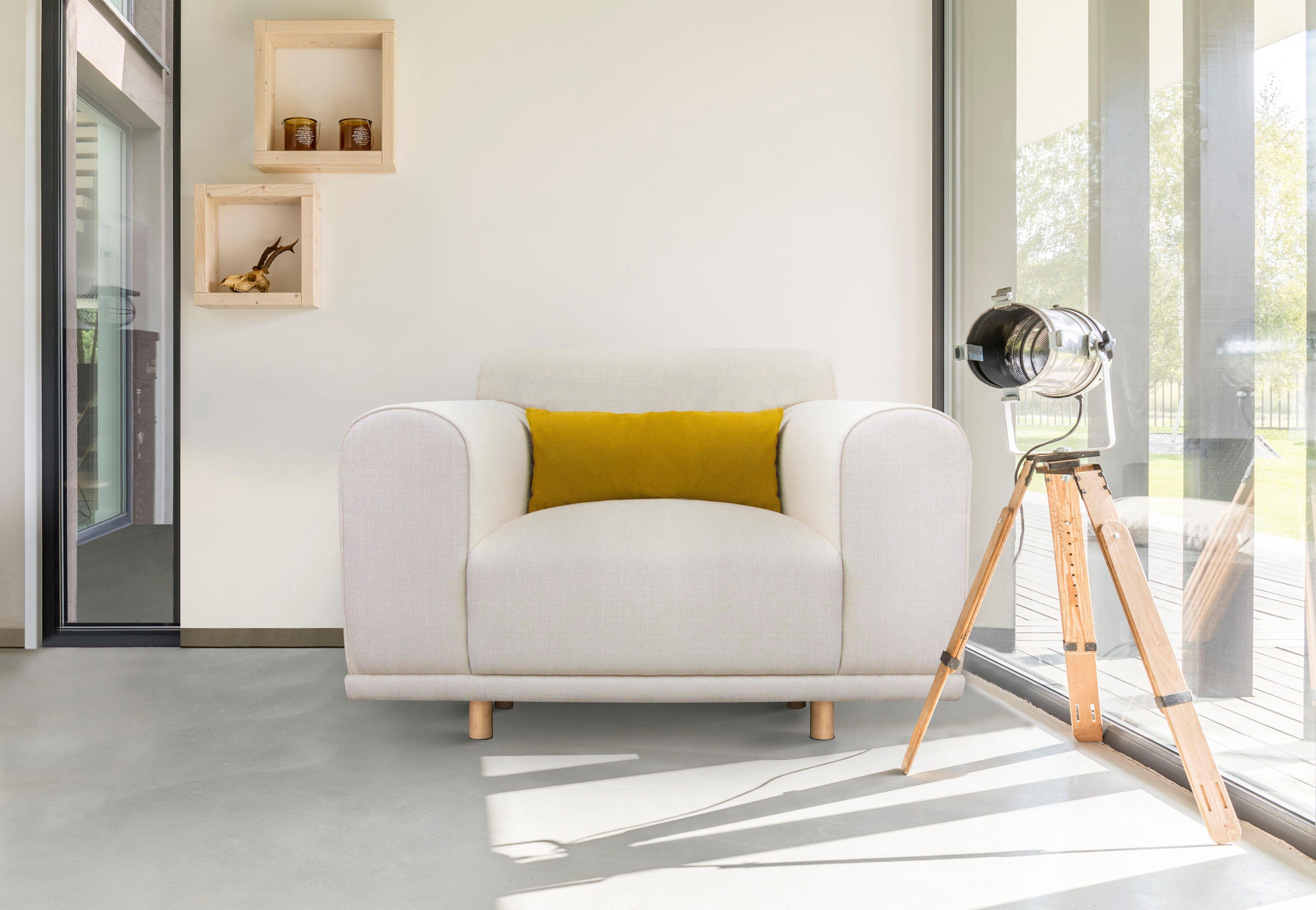 Loveseat OTTO HOME "Maroon Sessel", beige, B:125cm H:82cm T:96cm, Struktur grob ( 100% POLYPROPYLEN;Struktur fein ( 100% Polyester);Struktur (100% Polyester), Sessel, in skandinavischem Design, mit losem Kissen