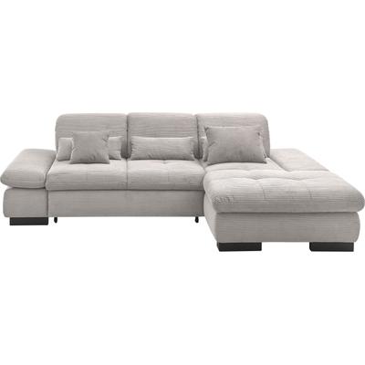 Ecksofa "SO4100 V", grau (hellgrau), B:284cm H:80cm T:190cm, 100% Polyester, SET ONE BY MUSTERRING, Sofas, mit verstellbaren Kopfteilen, wahlweise mit Funktionen, Cord-Bezug Image