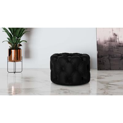 Hocker PLACES OF STYLE "FOLLINA", schwarz, B:60cm H:39cm T:60cm, 100% Polyester, Hocker, Polsterhocker mit klassischer Chesterfield-Knopfheftung Image