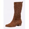 Stiefel HEINE, Damen, Gr. 36, braun (cognac), Leder, Veloursleder, Rindsleder, modisch, Schuhe Cowboystiefel Sommerstiefel Reißverschlussstiefel