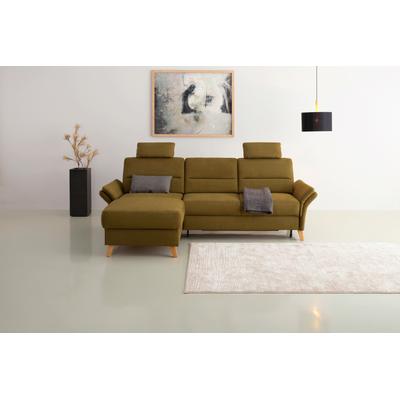 Ecksofa HOME AFFAIRE "Westerland L-Form", grün (olive), B:252cm H:90cm T:162cm, 98% Polyester 2% Polyamid, Sofas, Federkern-Polsterung, wahlweise mit Bettfunktion, Bettkasten Image