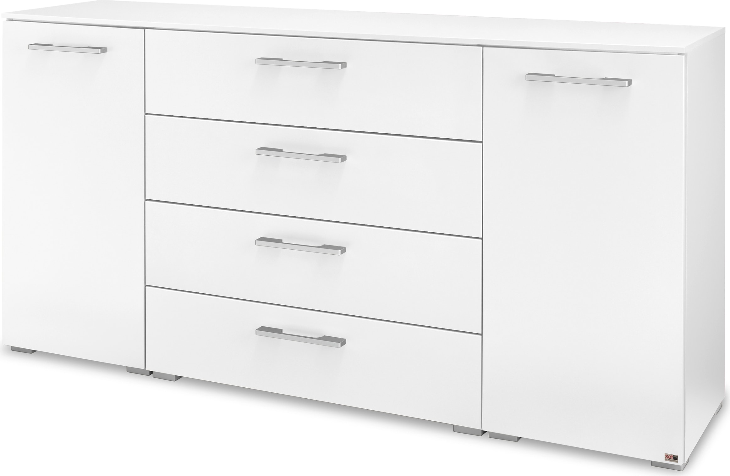 Kombikommode "Henderson", weiß (alpinweiß), B:160 H:81 T:42, Holzwerkstoff, SET ONE BY MUSTERRING, Sideboards, mit 2 Türen und 4 Schubladen inkl. Selbsteinzug und Dämpfung Image