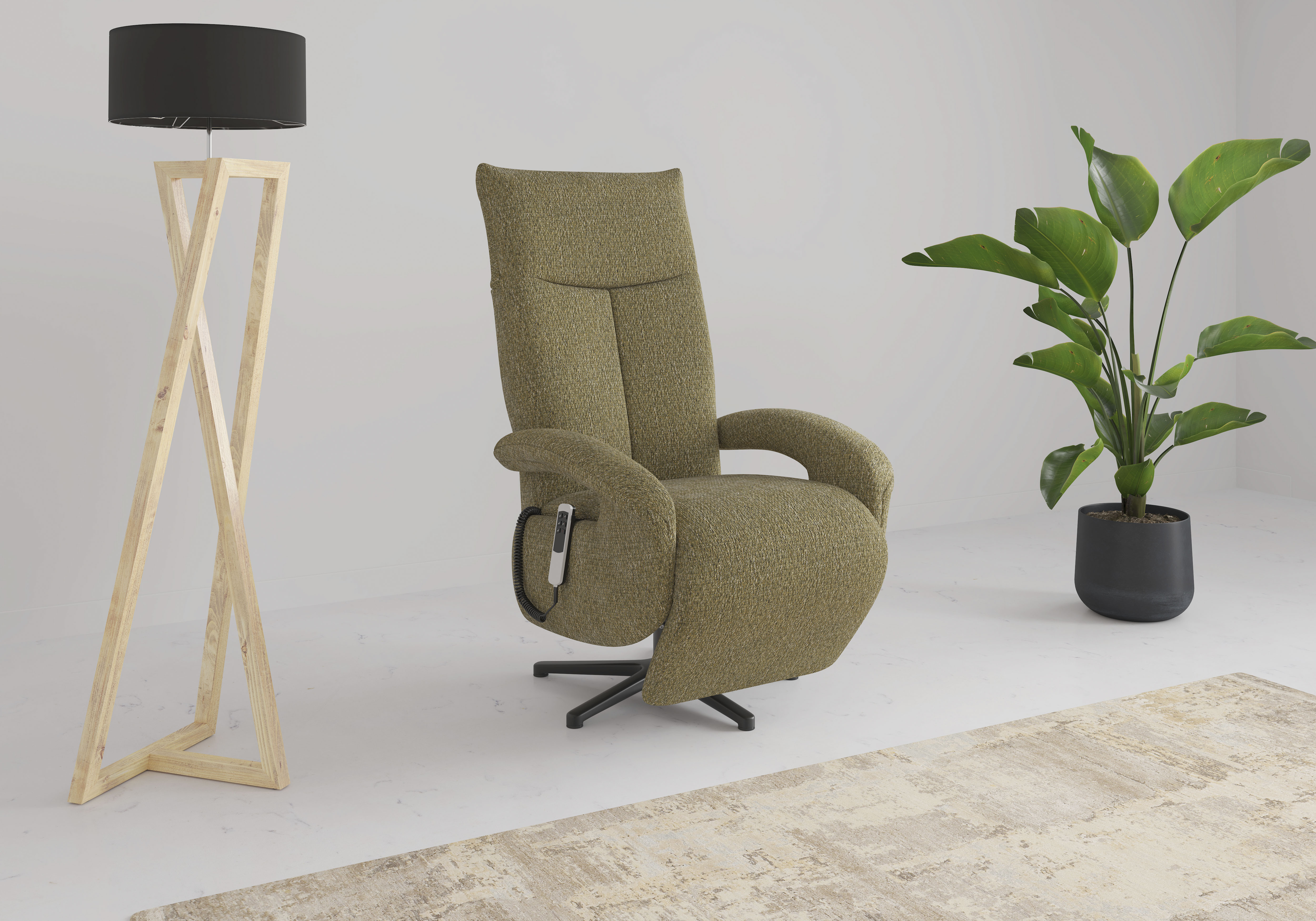 TV-Sessel SIT & MORE "Zoe, inkl. Kopfteilverstellung & 360 Drehfunktion", grün (olive), B:74cm H:112cm T:82cm, 100% Polyester, Sessel, wahlweise mit 2 Motoren, Akku & Aufstehhilfe Image