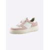 Sneaker HEINE, Damen, Gr. 36, rosa (rosé, weiß), Leder, Rindsleder, Veloursleder, Glattleder, sportlich, Schuhe
