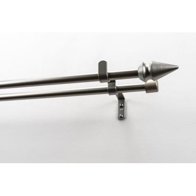 Gardinenstange GARESA "SPYRNA mit offenem Träger", silber (mattchromfarben), L:100cm Ø:16mm, Metall, Holzwerkstoff, Gardinenstangen, Vorhanggarnitur, verlängerbar, Spitze, ohne Ringe Image