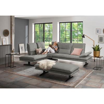 Ecksofa W.SCHILLIG "broadway, Designsofa, toller Sitzkomfort, zeitlos, elegant, L-Form", grau (grau s37), B:284cm H:94cm T:224cm, Stoff S37 (100% Polyester): Luxus-Microfaser in Lederoptik, Sofas, Sitztiefenverstellung, Kopfteil- &... Image