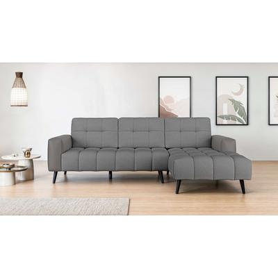 Ecksofa INOSIGN "SERINE mit Recamiere rechts/links bestellbar, Maße B/H/T 253/91/161 cm", grau (dunkelgrau), B:253cm H:91cm T:161cm, 100% Polyester, Sofas, L-Form mit Wellenunterfederung, 3 Rückenkissen, ohne Bettfunktion Image