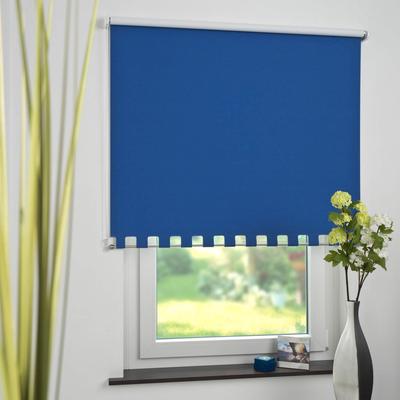 Seitenzugrollo LIEDECO Gr. 3, blau, B:82cm H:180cm, Polyester, Rollos, Volantrollo - eckiger Volant, Fixmaß Image