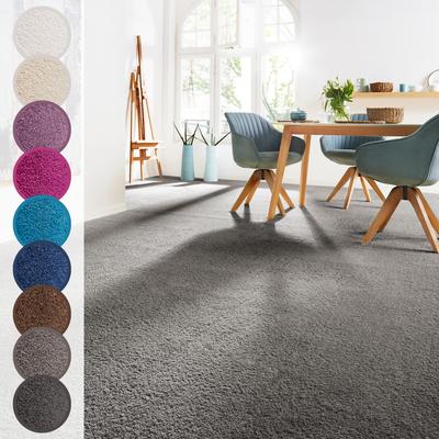 Teppichboden ANDIAMO "Sophie, Frisee-Velours, Made in Netherlands", grau (dunkelgrau), B:400cm H:12mm L:450cm, Kunstfaser, Teppiche, Uni Farben, Breite 400 cm oder 500 cm, strapazierfähig & pflegeleicht Image