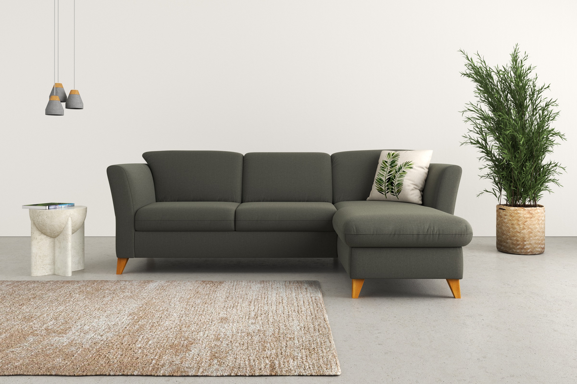 Ecksofa HOME AFFAIRE "Trelleborg L-Form", grau (anthrazit), B:249cm H:86cm T:162cm, 100% Polyester, Sofas, Federkern-Polsterung, wahlweise mit Bettfunktion und Bettkasten Image