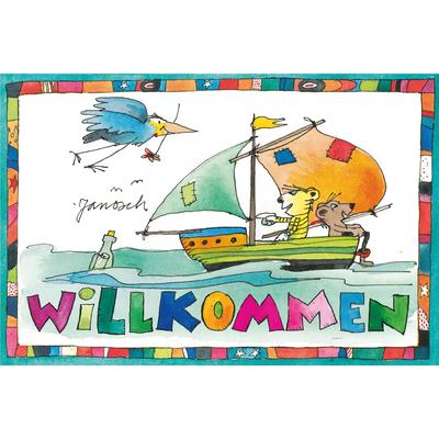 Wanddekoobjekt LUCKYLINDE "Der kleine Tiger und der kleine Bär - Willkommen", bunt, B:30cm H:20cm T:0,3cm, Blech, Wanddekoobjekte, Exklusive JANOSCH Kindermotive, Stahlschild Image