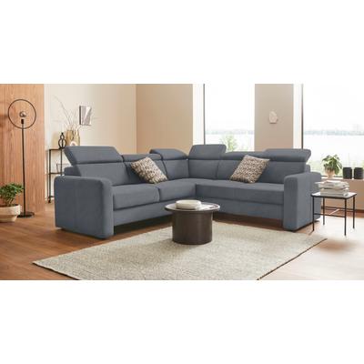 Ecksofa SIT & MORE "Bologna L-Form", blau (blau, grau), B:247cm H:84cm T:227cm, Sofas, Kopfteilverstellung, wahlweise mit Bettfunktion und Schubkasten Image