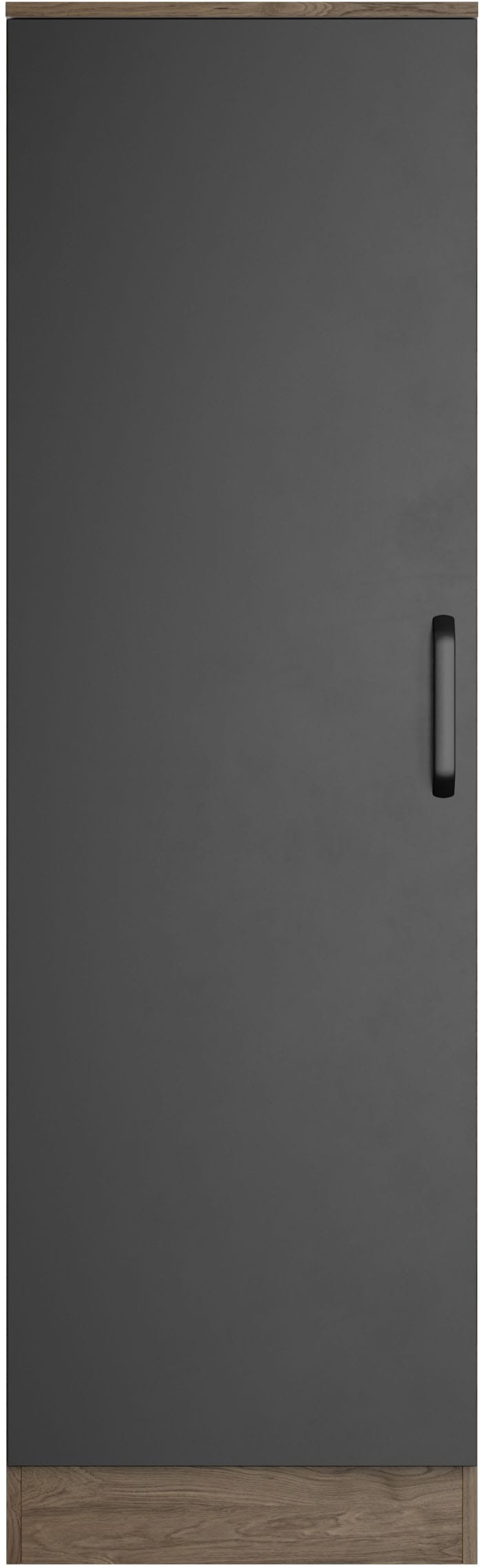 Seitenschrank WIHO KÜCHEN "Elba", schwarz (front: schwarz, korpus: halifax eiche braun), B:50cm H:165cm T:57cm, Holzwerkstoff, Schränke, Breite 50 cm Image
