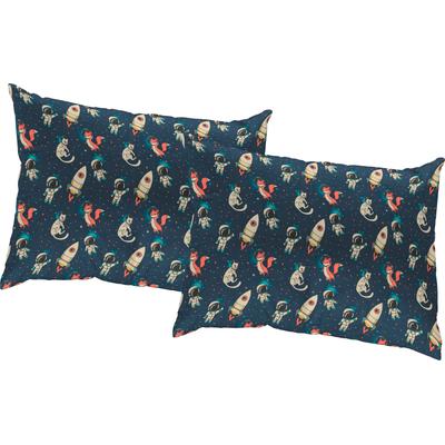 Dekokissen ADAM "Space", blau (dunkelblau, bedruckt), B:40cm L:60cm, Baumwolle, Dekokissen_Sitzkissen_Kissenhüllen, GOTS zertifiziert - Kissenhülle ohne Füllung, 1 Stück Image