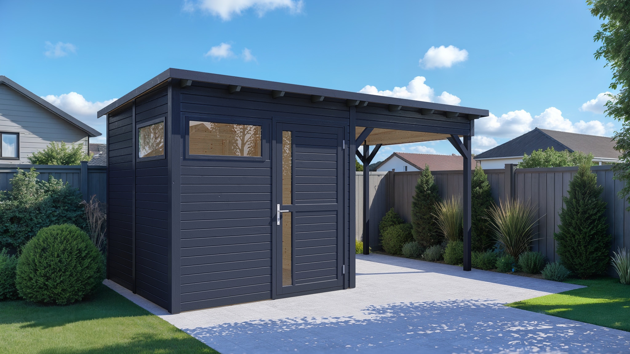 Gartenhaus BERTILO "Pentus 2 Lounge anthrazit", grau (anthrazit), Fußboden im Gartenhaus, ohne Rück- und Seitenwand, ohne Dacheindeckung, Massivholz, Gartenhäuser