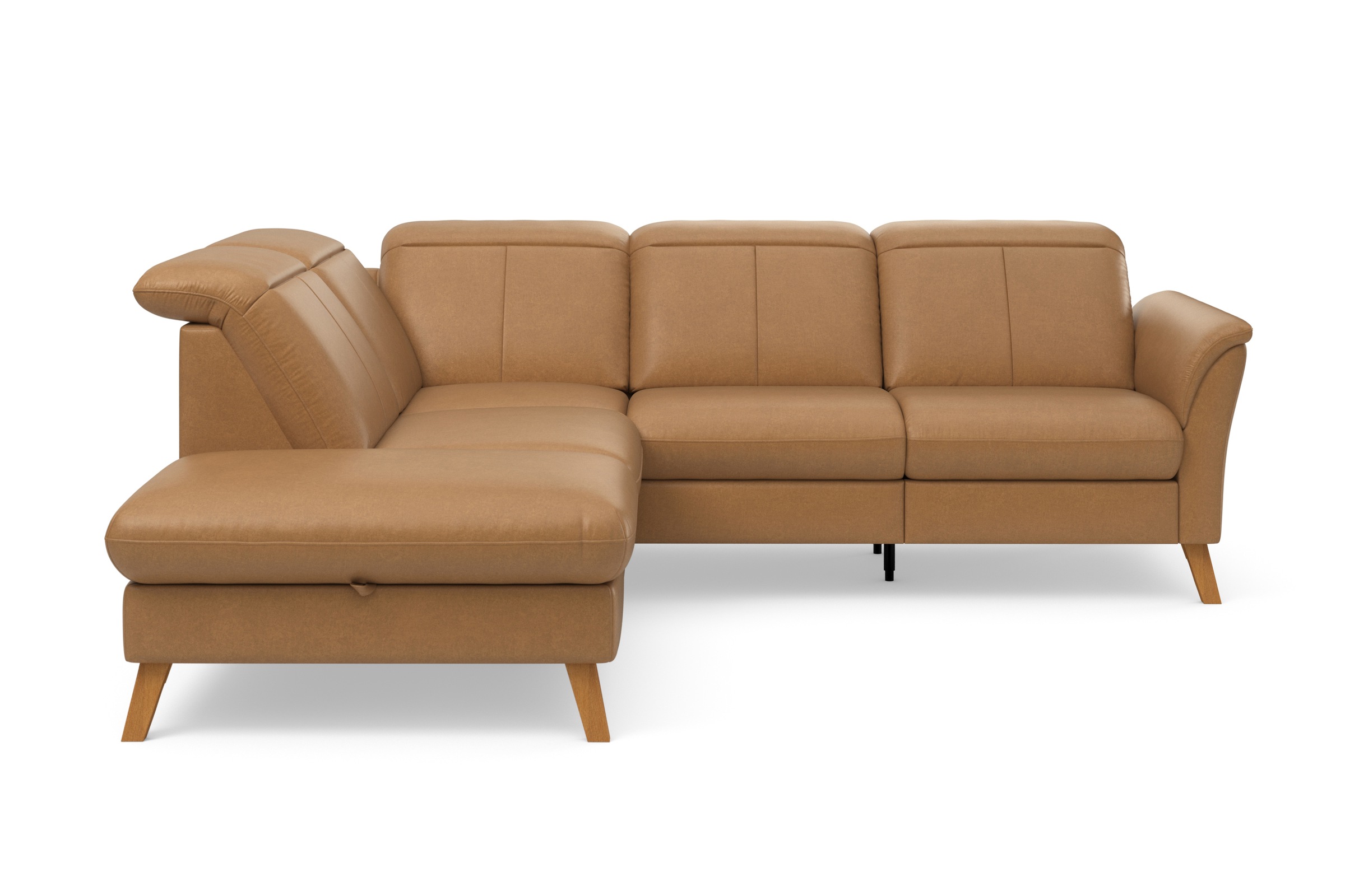Ecksofa SIT & MORE "Romero L-Form", braun (cognac), B:250cm H:91cm T:220cm, 100% Polyester, Sofas, wahlweise mit oder ohne TV-Funktion, Bettfunktion, Bettkasten Image