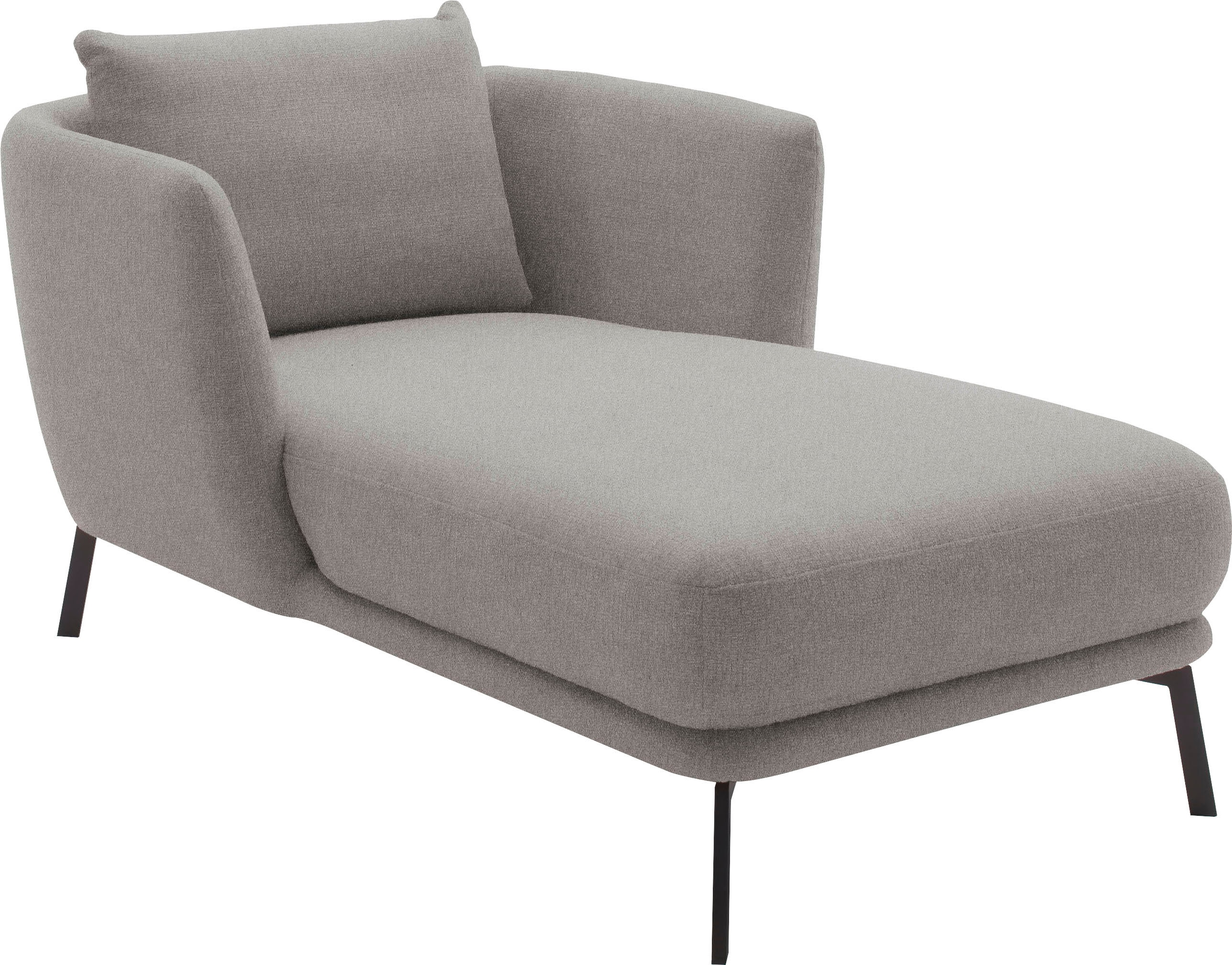 Chaiselongue "Pearl - 5 Jahre Hersteller-Garantie, auch in Bouclé", silber, B:101cm H:71cm T:161cm, 16% Baumwolle, 79% Polyester, 5% Polyacryl, SCHÖNER WOHNEN-KOLLEKTION, Sofas, Chaiselongue, Maße (B/H/T): 101/71/161 cm, Füße aus Metall