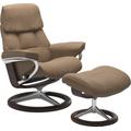 Hocker STRESSLESS "Ruby", braun (latte batick), B:53cm H:41cm T:39cm, Leder BATICK: durchgefärbtes und genarbtes Möbelleder, Leder PALOMA: durchgefärbtes Semianilin-Möbelleder, Hocker, mit Signature Base, Gestell Eiche, Wenge, Braun & Schwarz