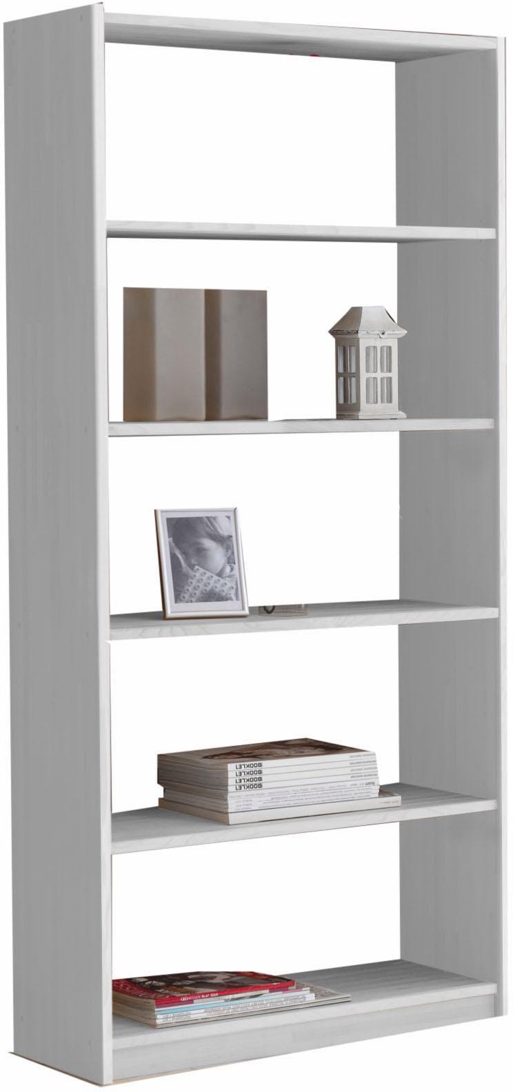 Kinderregal TICAA, weiß (kiefer massiv weiß gewachst), B:80 H:179 T:31, Massivholz, Regale, Standregal in 4 Höhen von 111 - 214 cm, Kiefer Image