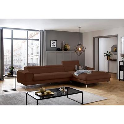 Ecksofa W.SCHILLIG "piedroo, Designsofa mit tollem Sitzkomfort, elegant und bequem, L-Form", braun (tabacco z69), B:343cm H:70cm T:193cm, Longlife Xtra-Leder Z69: Das feinnarbige, gedeckte Softleder Z69 besticht durch seine außergewöhnliche... Image