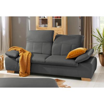 2,5-Sitzer HOME AFFAIRE "Bergamo Multifunktions-Couch, elegant und komfortabel", grau, B:215cm H:77cm T:90cm, Chenille 100% Polyester, Struktur fein ( 100% Polyester), Luxus-Kunstleder, Struktur weich (100% Polyester), Sofas, mit Armlehn-und... Image