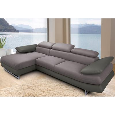 Ecksofa INOSIGN "Solution L-Form", grau (grau, grau), B:270cm H:73cm T:167cm, Sofas, mit Arm- & Kopfteilverstellung, wahlweise mit Bettfunktion Image