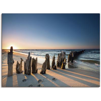 Wandbild ARTLAND "Sonnenuntergang Strand Wellenbrecher", braun (farbe bild(er): braun), B:120cm H:90cm, Bilder, als Alubild, Outdoorbild, Leinwandbild, Poster, Wandaufkleber Image
