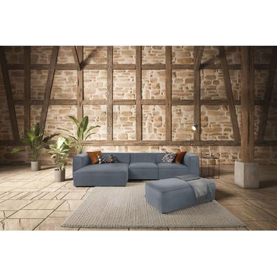 Ecksofa W.SCHILLIG "around-the-block", blau (blau z69), B:341cm H:66cm T:164cm, Longlife Xtra-Leder Z69: Das feinnarbige, gedeckte Softleder Z69 besticht durch seine außergewöhnliche Weichheit im trendigen u00bbVintage-Looku00ab, Hautstärke 0, 9 -... Image