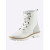 Schnürstiefelette HEINE, Damen, Gr. 42, weiß, Leder, Glattleder, Veloursleder, Rindsleder, modisch, Schuhe