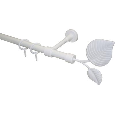 Gardinenstange GARESA "BLATT", weiß, L:390cm Ø:20mm, Metall, Kunststoff, Gardinenstangen, Vorhanggarnitur, Kunststoff, verlängerbar, mit Ringe Image