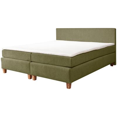 Boxspringbett ALINA, grün (olivgrün tcm 333), B:181cm L:206cm, Struktur fein TCM (100% Polyester), Komplettbetten, Boxspringbett, inklusive Matratze und Topper, in diversen Ausführungen Image