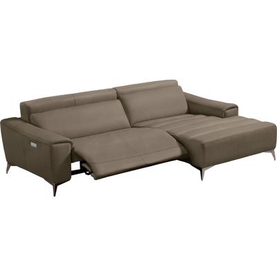 Ecksofa EGOITALIANO "Suzette, Designsofa mit hohem Sitzkomfort", grau (taupe), B:266cm H:95cm T:163cm, Leder u00bbBULLu00ab (echtes Rindsleder). Geschliffenes, pigmentiertes und behandeltes Rindsleder mit einer Dicke von 1, 3-1, 5 mm. Dieses Leder... Image