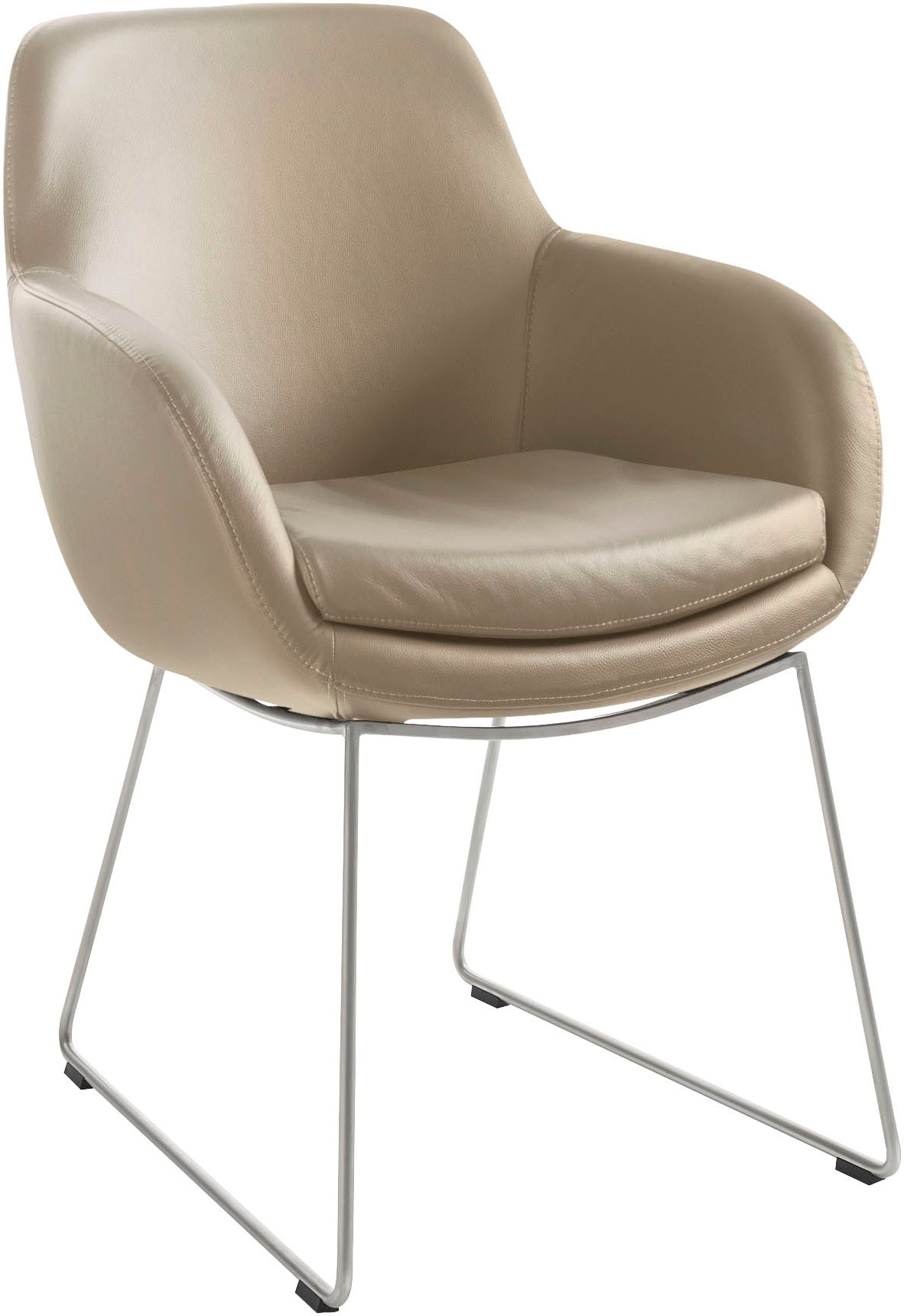 Esszimmerstuhl MUSTERRING "Tavia", beige (sand, edelstahl gebürstet), B:62cm H:86cm T:66cm, Stühle, Esszimmerstuhl