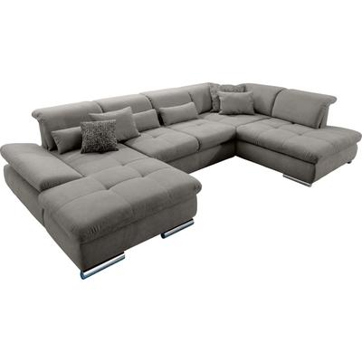 Wohnlandschaft "SO 4100 komfortable Federkernunterfederung, inkl. Kopfteilverstellung", grau (grau 10), B:365cm H:80cm T:225cm, SET ONE BY MUSTERRING, Sofas, wahlweise Bettfunktion und Sitztiefenverstellung, U-Form Image