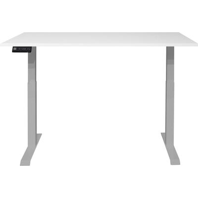 Schreibtisch MÄUSBACHER "Big System Office", silber (silber, weiß matt lack, silber, weiß matt lack), B:120cm, Tische, Breite 120 cm, elektrisch höhenverstellbar Image