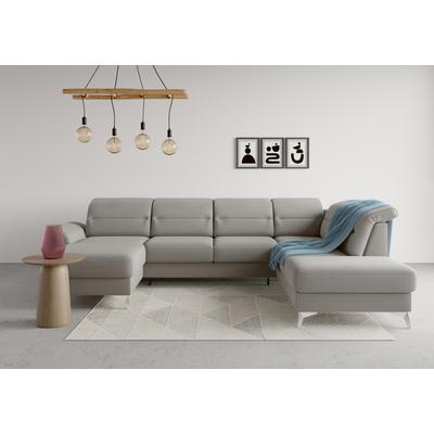 Wohnlandschaft SIT & MORE "Sinatra U-Form", silber, B:326cm H:85cm T:220cm, 90% Polyester, 10% Polyamid, Sofas, optional mit Kopfteilverstellung und Armteilfunktion etc. Image