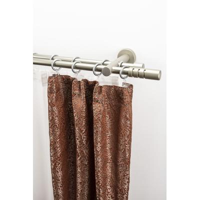 Gardinenstange GARESA "PEMPIA", grau (chromfarben), L:350cm Ø:20mm, Holzwerkstoff, Metall, Gardinenstangen, Vorhanggarnitur, verlängerbar, Knopf m.Ausschnitten, mit Ringen Image
