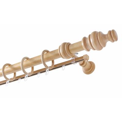 Gardinenstange GARESA "BAROCK", beige (natur), L:390cm Ø:35mm, Holzwerkstoff, Gardinenstangen, rustikale Vorhanggarnitur Holz, verlängerbar, mit Ringe/2 Lauf Gleiter Image