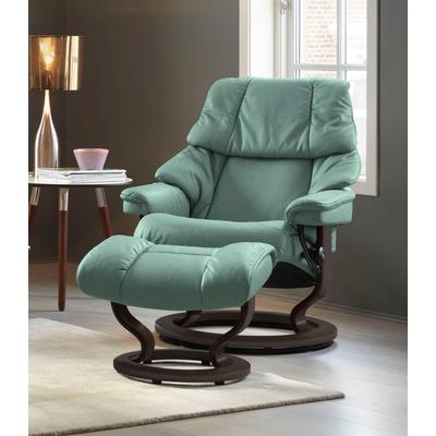 Relaxsessel STRESSLESS "Reno", grün (aqua grün paloma), B:88cm H:98cm T:78cm, Leder BATICK: BATICK ist ein leicht korrigiertes, durchgefärbtes und genarbtes Möbelleder, bei dem die meisten Unebenheiten und Spuren in der Regel entfernt wurden., Leder... Image