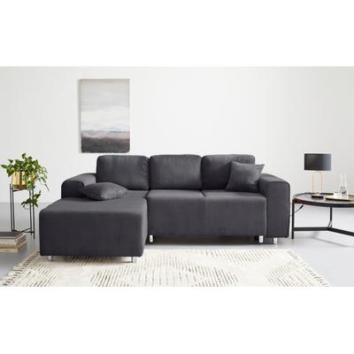 Ecksofa HOME AFFAIRE "Györ", grau, B:235cm H:88cm T:160cm, 100% Polyester, Sofas, L-Form, wahlweise mit Bettfunktion und Bettkasten incl. 2 Zierkissen Image