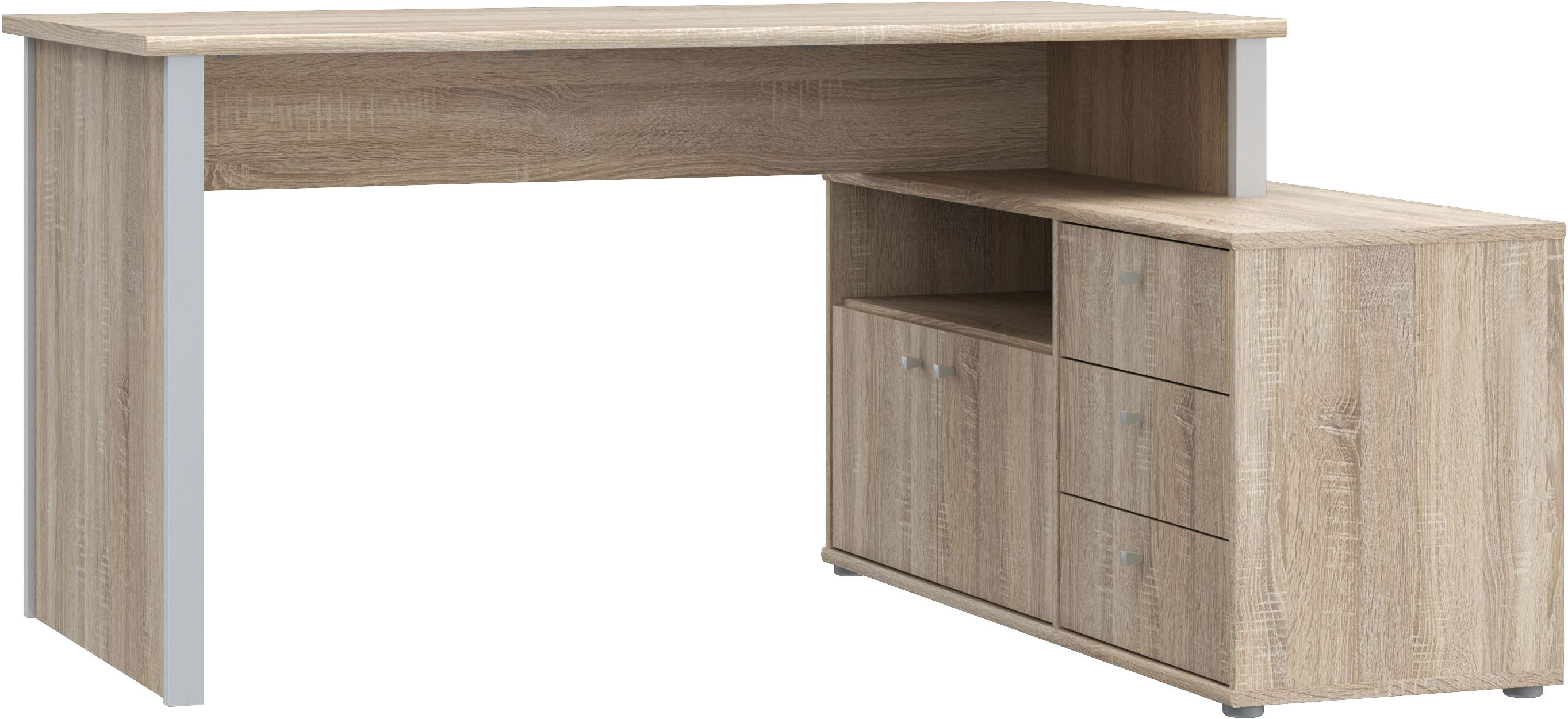 Eckschreibtisch FORTE "Tempra", braun (sonoma eiche, grau, sonoma eiche, grau, sonoma eiche), B:151,4cm H:74,9cm T:120,6cm, Tische, Eckschreibtisch, viel Stauraum, Breite 151 cm