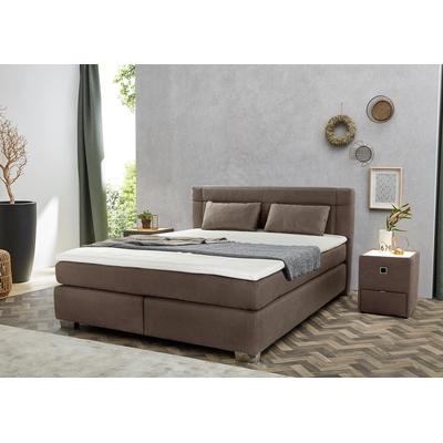 Boxspringbett JOCKENHÖFER GRUPPE "Romana, inkl. 7-Zonen-TTFK-Matratze", braun (braun 493, 08), B:190cm L:212cm, Spiegelfläche der Matratze: 100% Polyester, Bettgestell und seitliche Einfassung der Matratzen: Microfaser, 100% Polyester, Topper: 100%... Image
