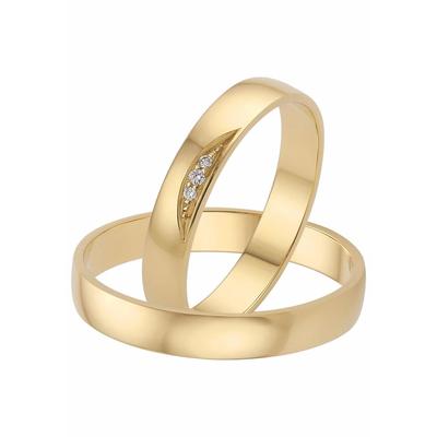 Trauring FIRETTI "Schmuck Geschenk Gold 375 Hochzeit Ehering "LIEBE" Gr. 23, gold (gelbgoldfarben), Fingerringe, 23, 0,02 ct SI = kleine Einschlüsse mit Brillanten, Gelbgold 375, 3,5mm, Made in Germany, wahlweise mit oder ohne Brillanten Image