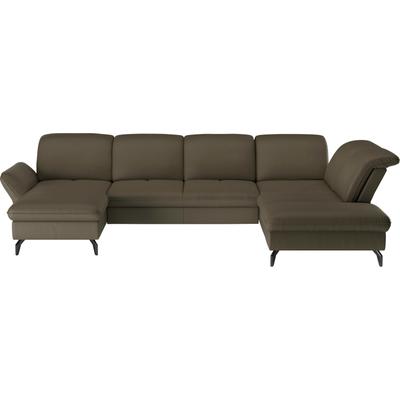 Wohnlandschaft SIT & MORE "Leandro U-Form", grün (olive), B:363cm H:88cm T:242cm, 100% Polyester, Sofas, Wahlweise mit Bett-, Kopfteil - und Armlehnfunktion, sowie Bettkasten Image