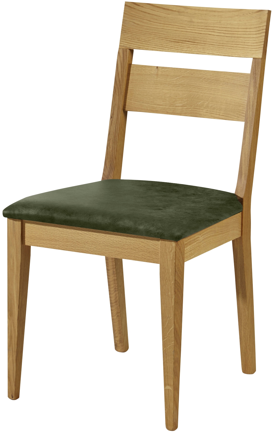 4-Fußstuhl MASSIVLINE & MORE "Filippa-P, Stuhl, Esszimmerstuhl, Küchenstuhl", grün (khaki, braun), B:47cm H:89cm T:45cm, Polyester, Stühle, Massivholz: Wildeiche geölt