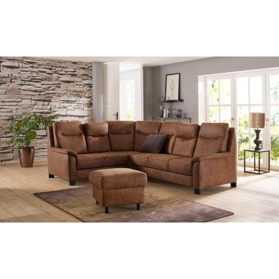 Ecksofa HOME AFFAIRE "Boccaccio L-Form", braun (cognac), B:265cm H:104cm T:215cm, Struktur weich (90% Polyester / 10% Polyamid), Luxus-Microfaser (100% Polyester), Luxus-Microfaser Vintageoptik(100% Polyester), Sofas, mit Federkern, incl.... Image