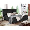 Boxspringbett "Anni", schwarz, B:180cm L:213cm, Bezug: Strukturstoff (100% Polyester), Bezug Matratzenspiegel: Jersey (100% Polyester), Bezug Topperspiegel: Jersey (100% Polyester), ATLANTIC HOME COLLECTION, Komplettbetten, Boxspringbett, mit...
