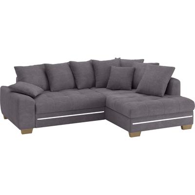 Ecksofa MR. COUCH "Nikita II, L-Form", grau (stripes 8629 stone), B:243cm H:88cm T:190cm, Stripes (92% Polyester / 8% Nylon), Sofas, mit RGB-LED Beleuchtung, wahlweise mit Bett, Bettkasten, Kaltschaum Image