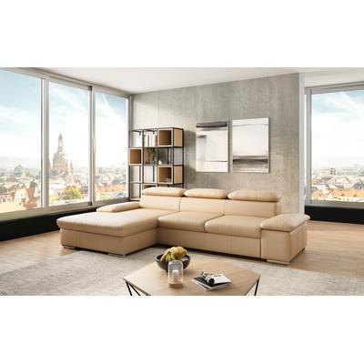 Ecksofa SIT & MORE "Valantine L-Form", braun (cappuccino), B:286cm H:73cm T:174cm, NaturLEDER, Spannstoff, Sofas, inkl. Kopf- und Armteilverstellung, wahlweise mit Bettfunktion Image