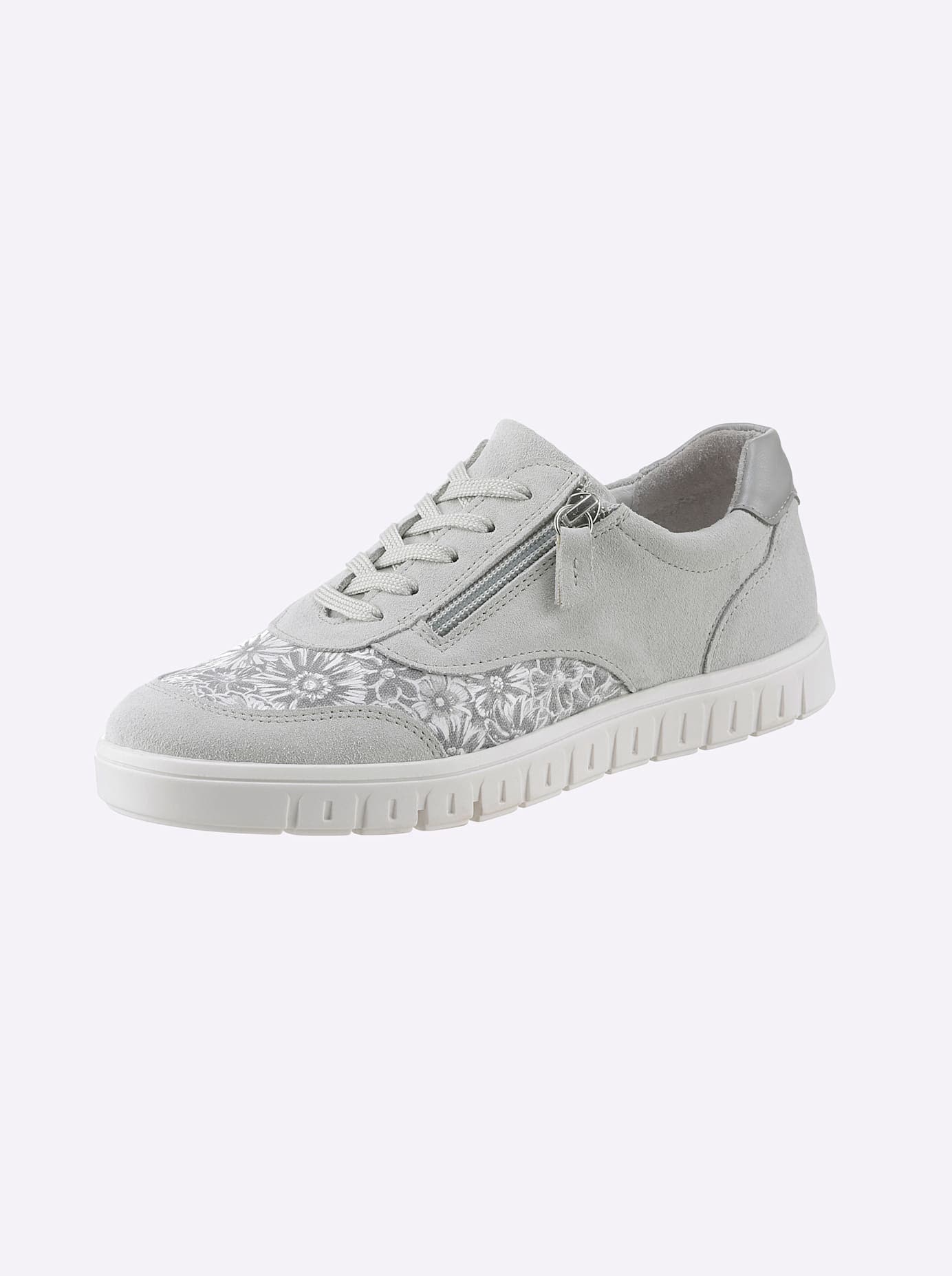 Sneaker CASUAL LOOKS, Damen, Gr. 41, grau (steingrau), Glattleder, Textil, Veloursleder, Schuhe Sneaker